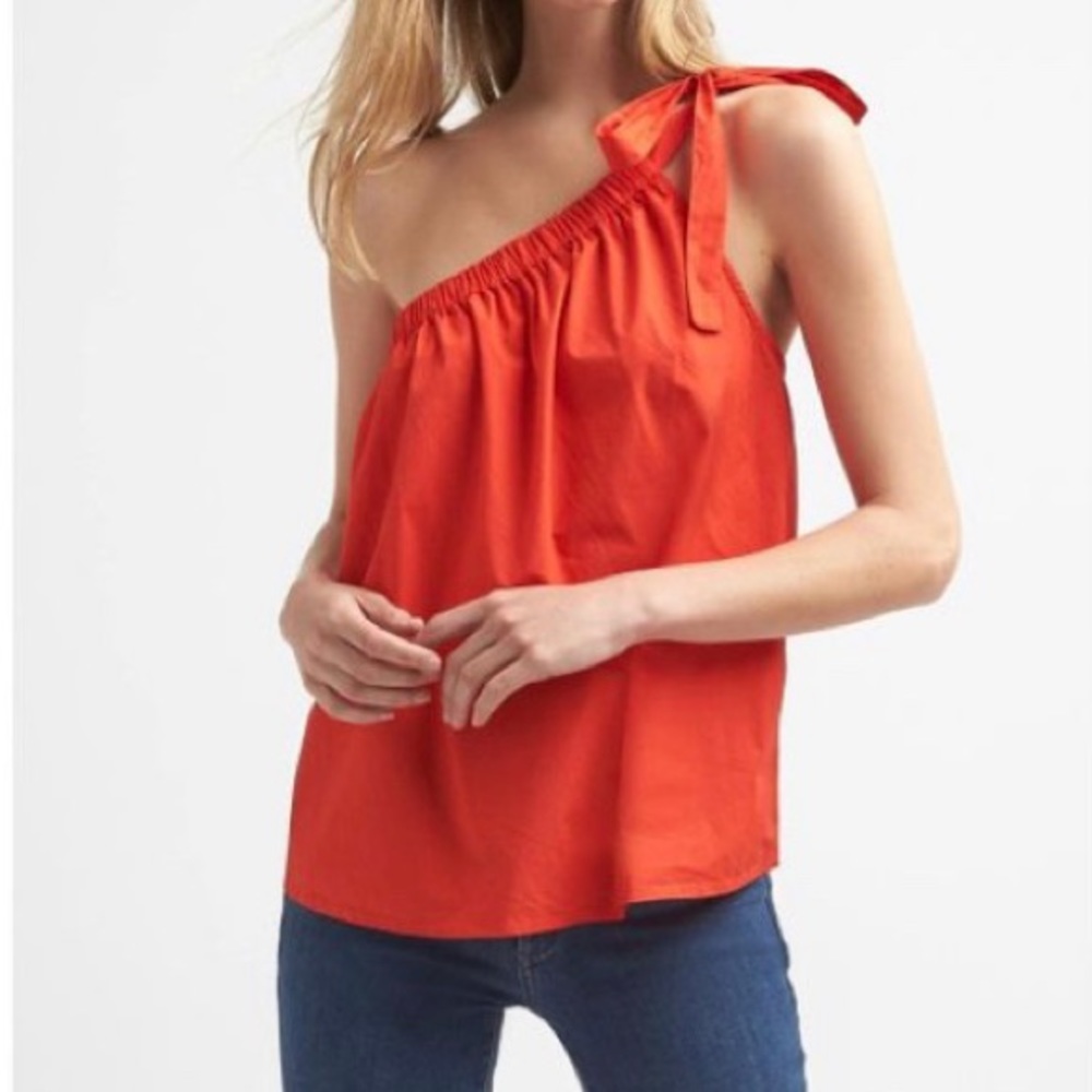 Gap red one shoulder tie top